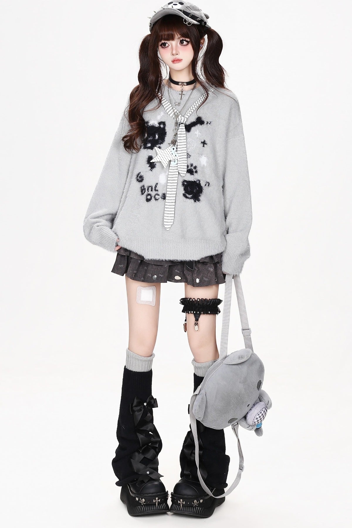 Cat Striped Pullover Sweater