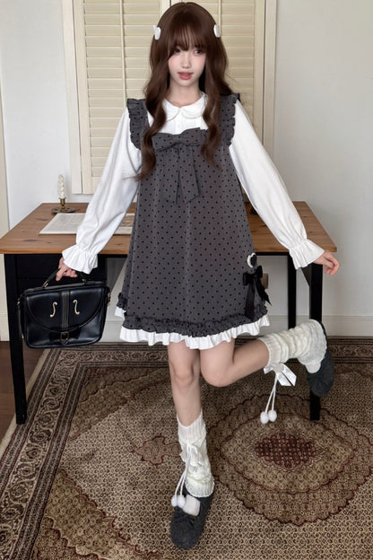 Layered-Look Polka Dot Dress