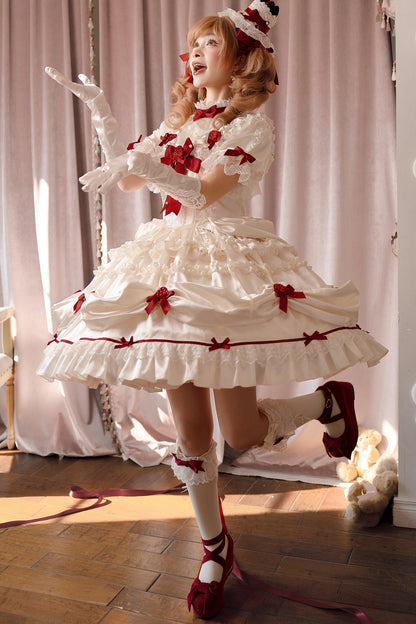 Strawberry Satin Embellished One-Piece Dress
