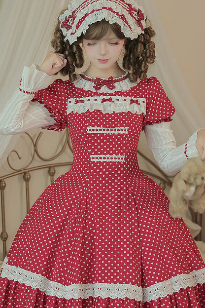 Polka Dot Ruffled Dress With Base Top Set-Up