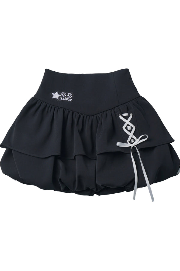 Off-Shoulder Layered Star Graphic Top & Bubble Skirt Set-Up
