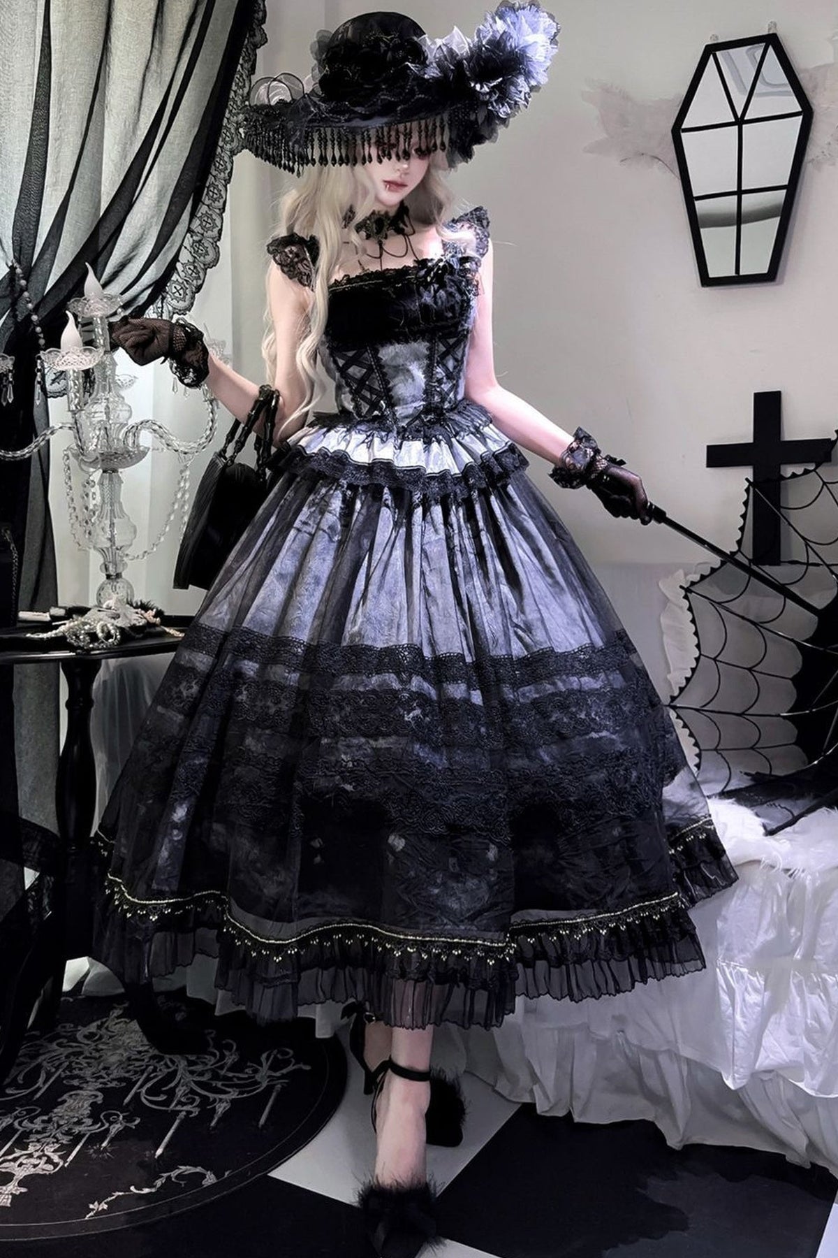 Misty Grape Garden Lolita Cami and Skirt Set-Up