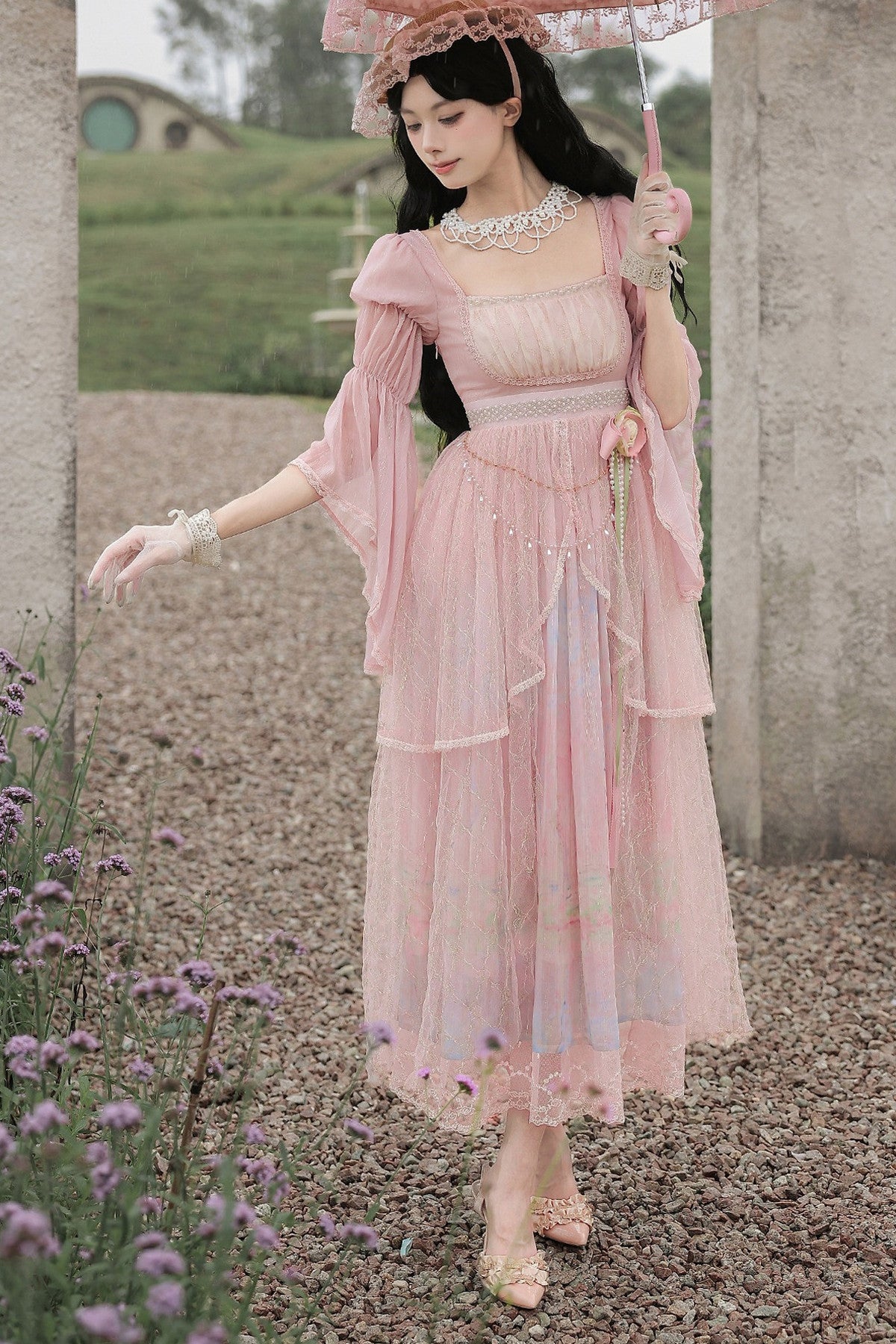Ölgemälde-Lolita-JSK-Set mit hoher Taille