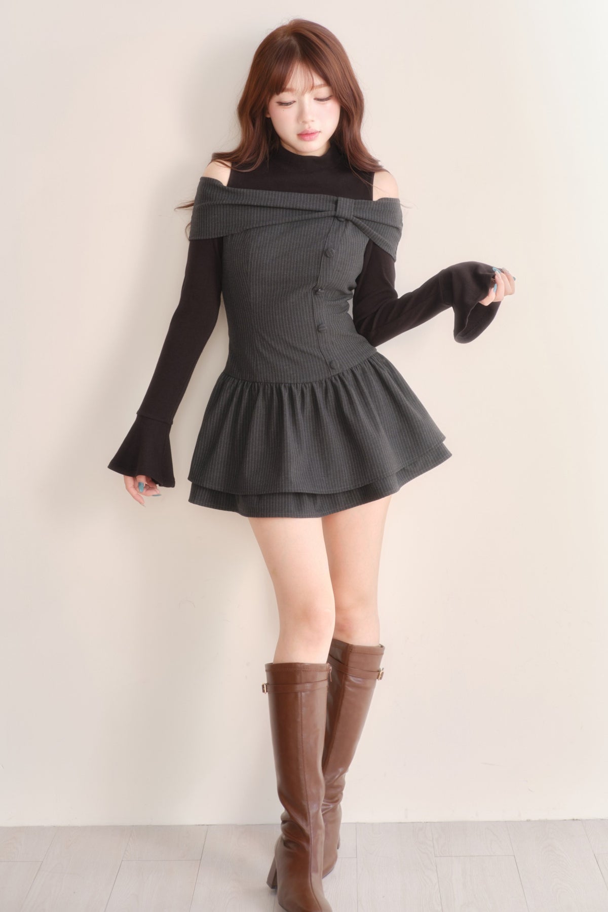Long Sleeve Knitted Striped Dress
