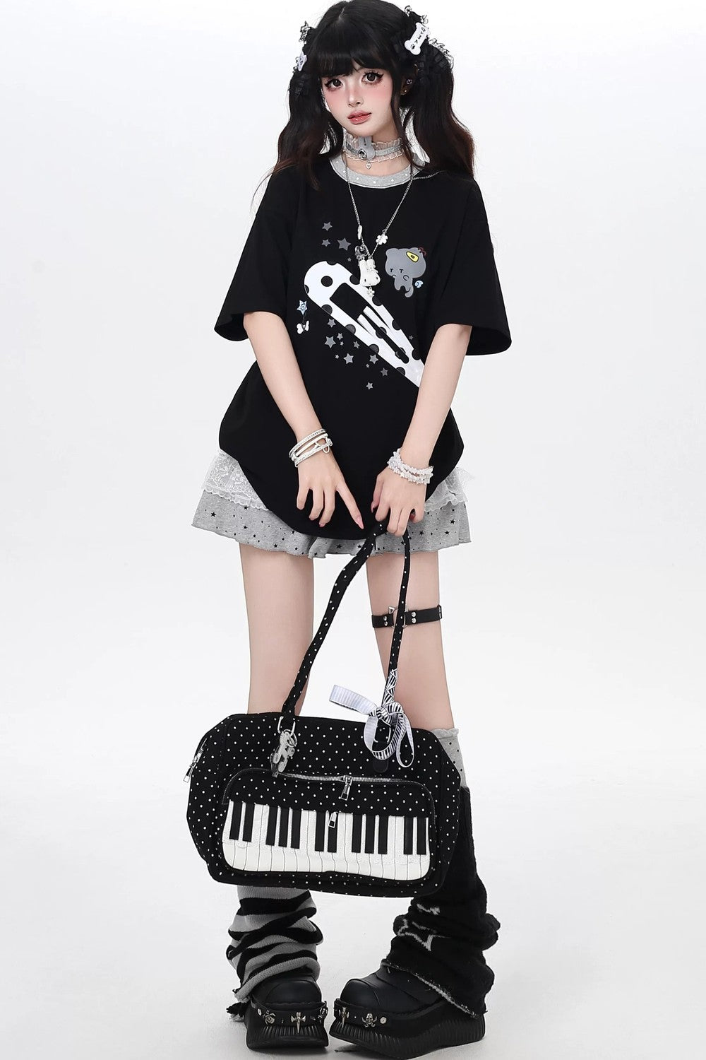 ねこクリップサブカルルーズTシャツ