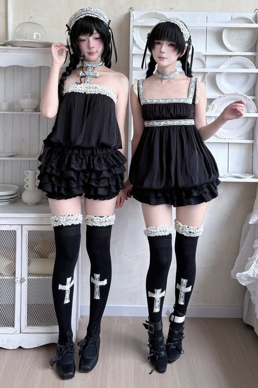 French Romantic Lace Camisole and Pants Set-Up