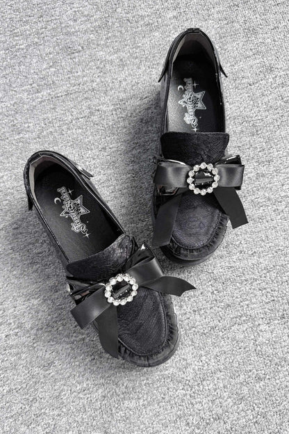 Plateau-Loafer im Jirai-Stil mit Perlschnalle