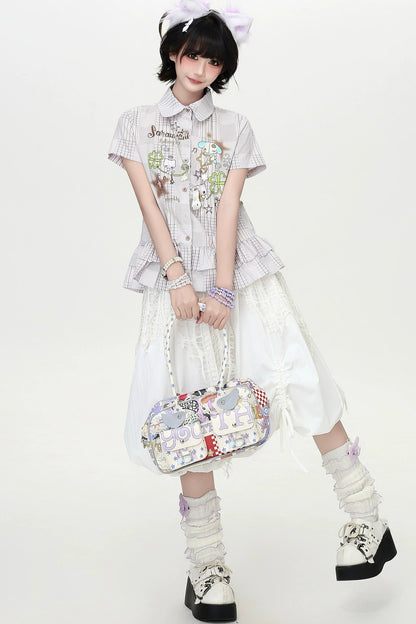 Loose Fluffy Dream Plaid Top + Skirt