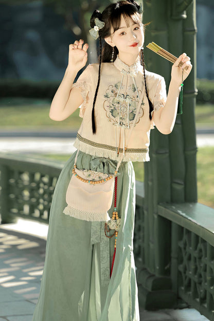 Chinese-Style Top & Balloon Pants Set-Up