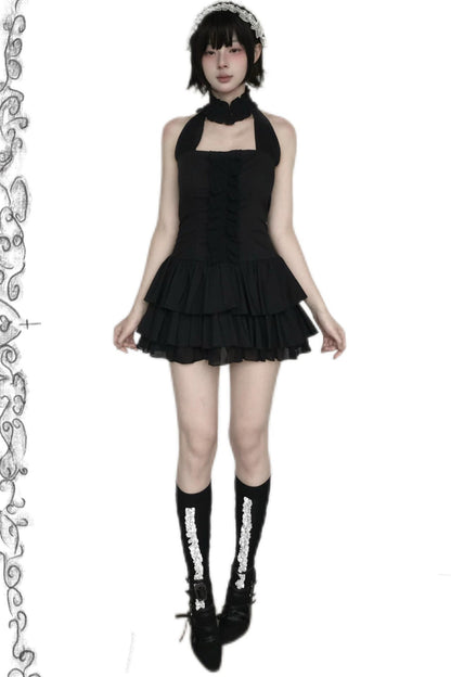 Gothic Bow Strapless Dress+Accessory