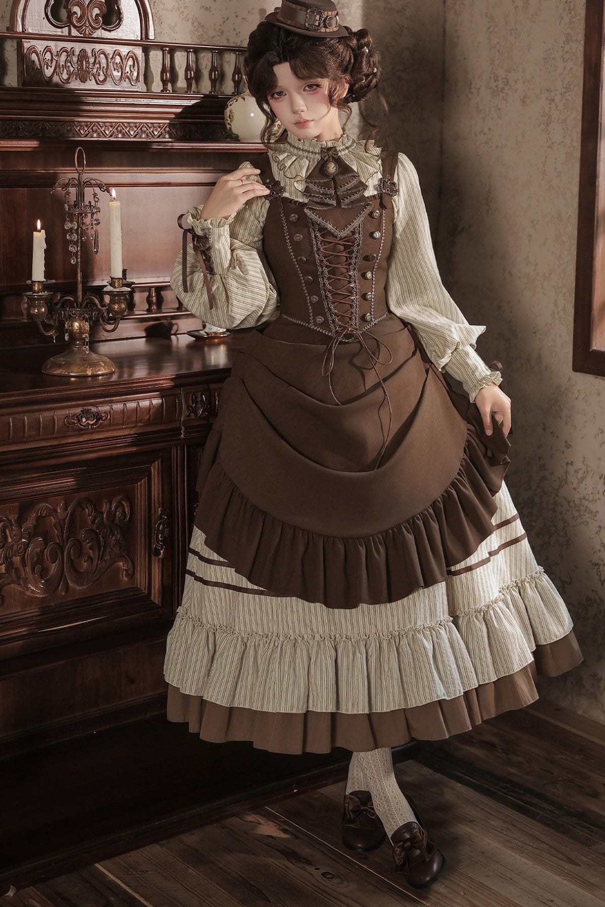 Gerüschtes Two-Way-Kleid mit Accessoire-Set