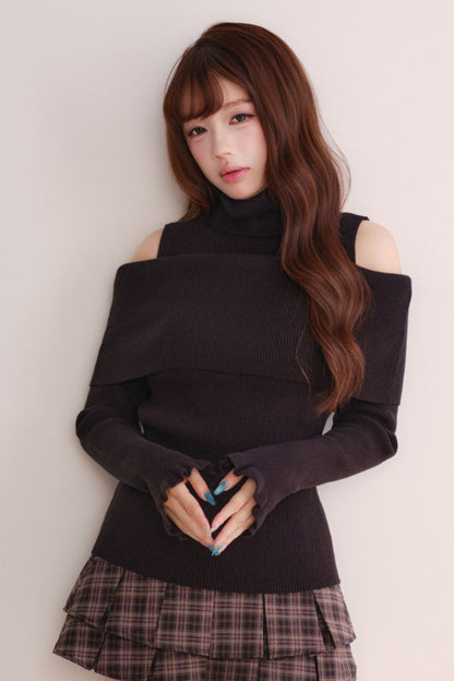 Off-Shoulder Shawl Pullover Sweater