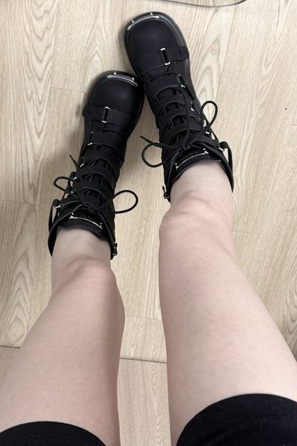 Y2K Gothic Nameplate Platform Boots