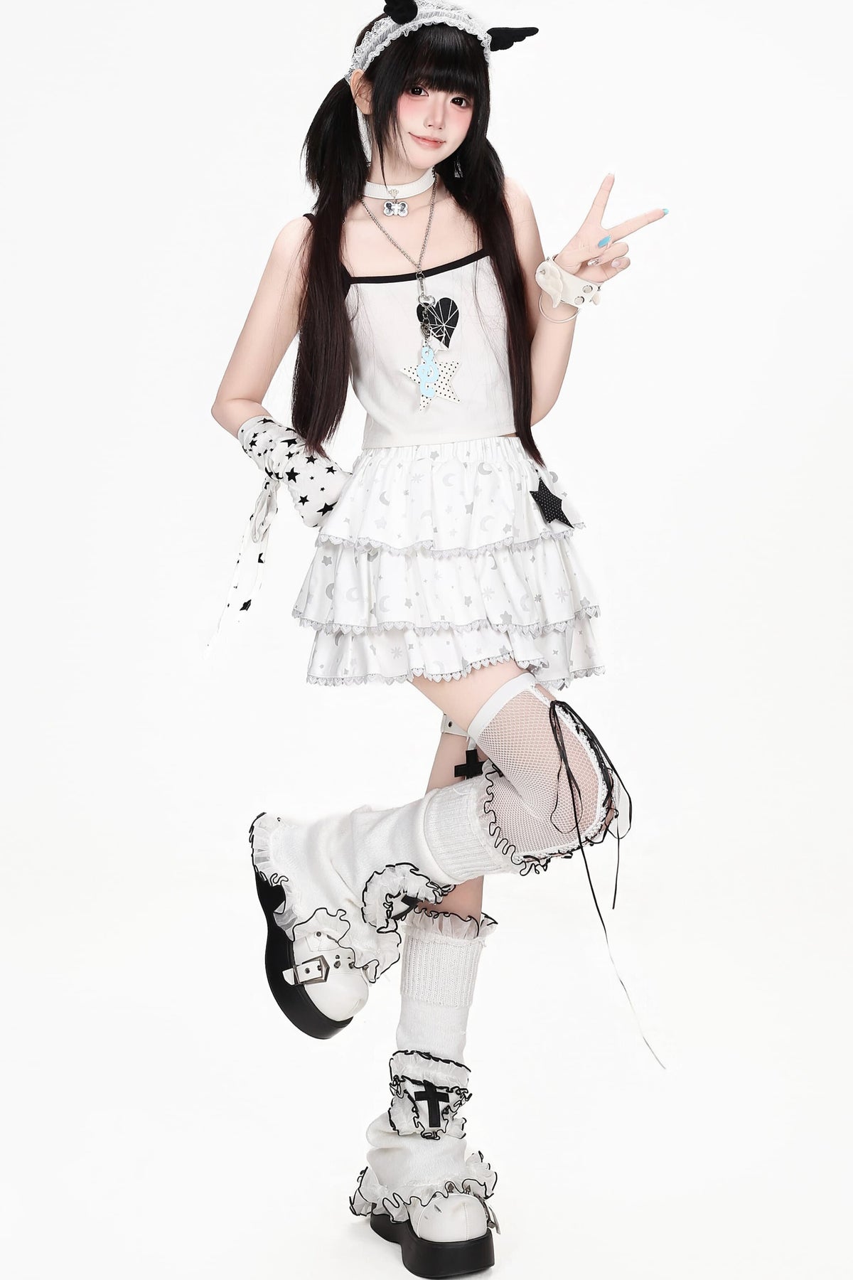 Star Night Hooded Jacket Skirt Set-Up
