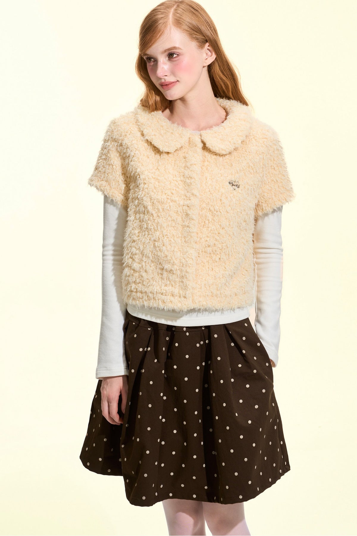 Brown Polka Dot A-Line Skirt