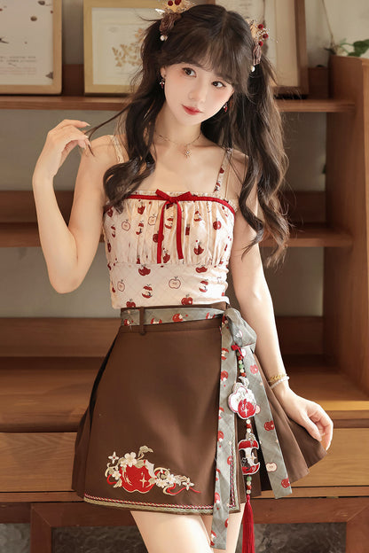 Little Apple New Chinese Style Suspender Skirt and Top Set-Up