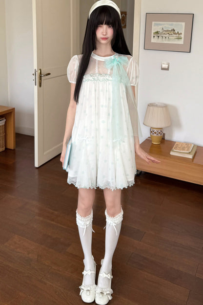 Three-Layer Sheer Lace Babydoll Dress