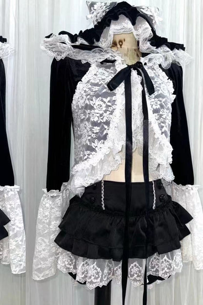 Black White Purple Lace Knit Cardigan