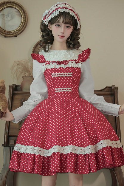 Polka Dot Ruffled Dress With Base Top Set-Up