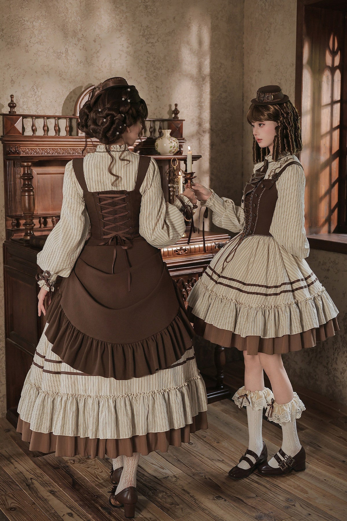 Gerüschtes Two-Way-Kleid mit Accessoire-Set