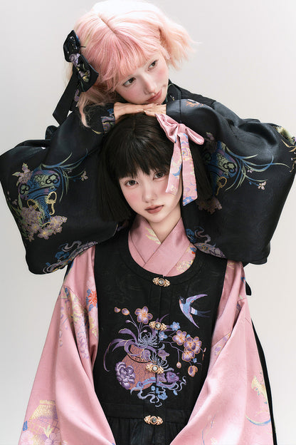 Floral Hanfu Puffy Dress Set