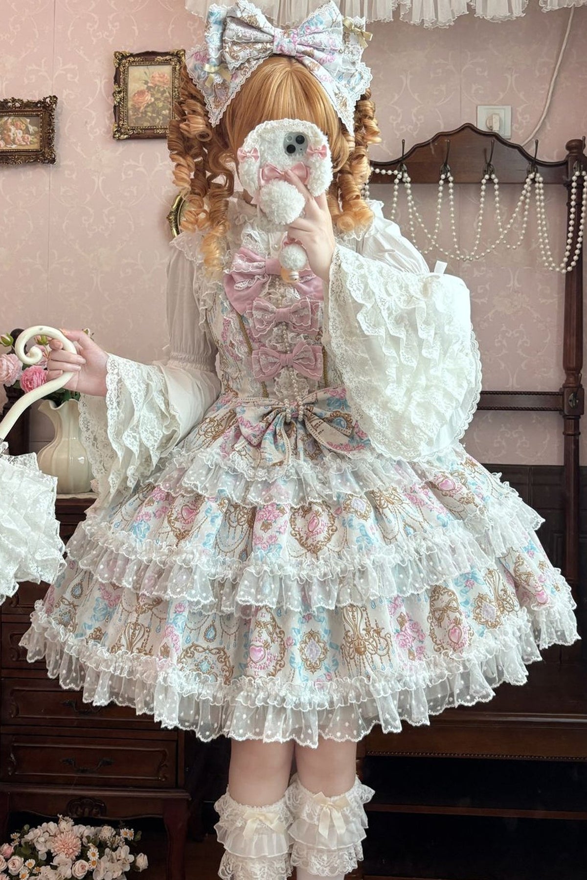 Elegance Floral Wall Doll-Like JSK Dress