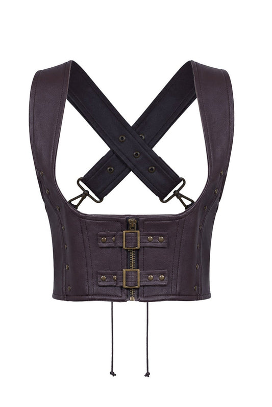 Brown Leather Steampunk Vest