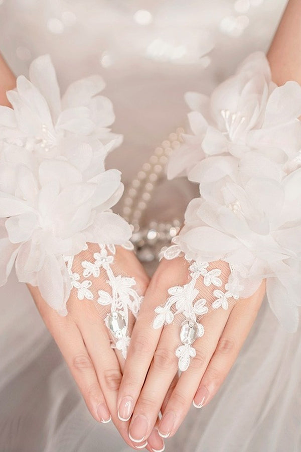 Long Lace Mesh Bridal Gloves