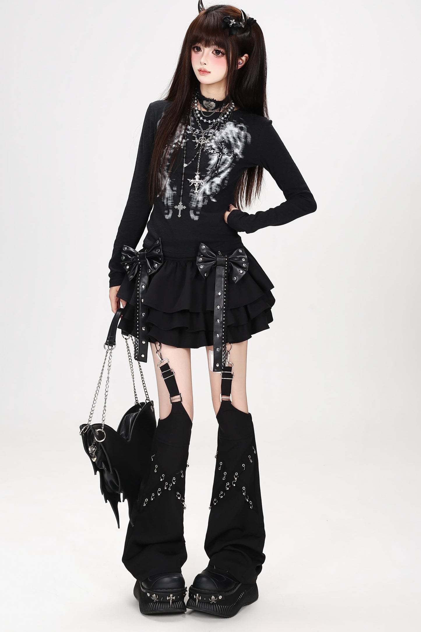 Midnight Rebel Bow Mini Skirt