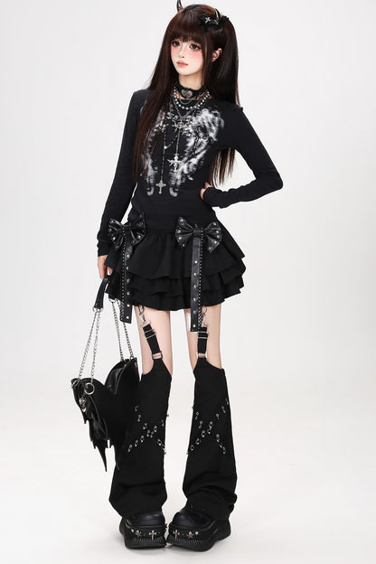 Midnight Rebel Bow Mini Skirt