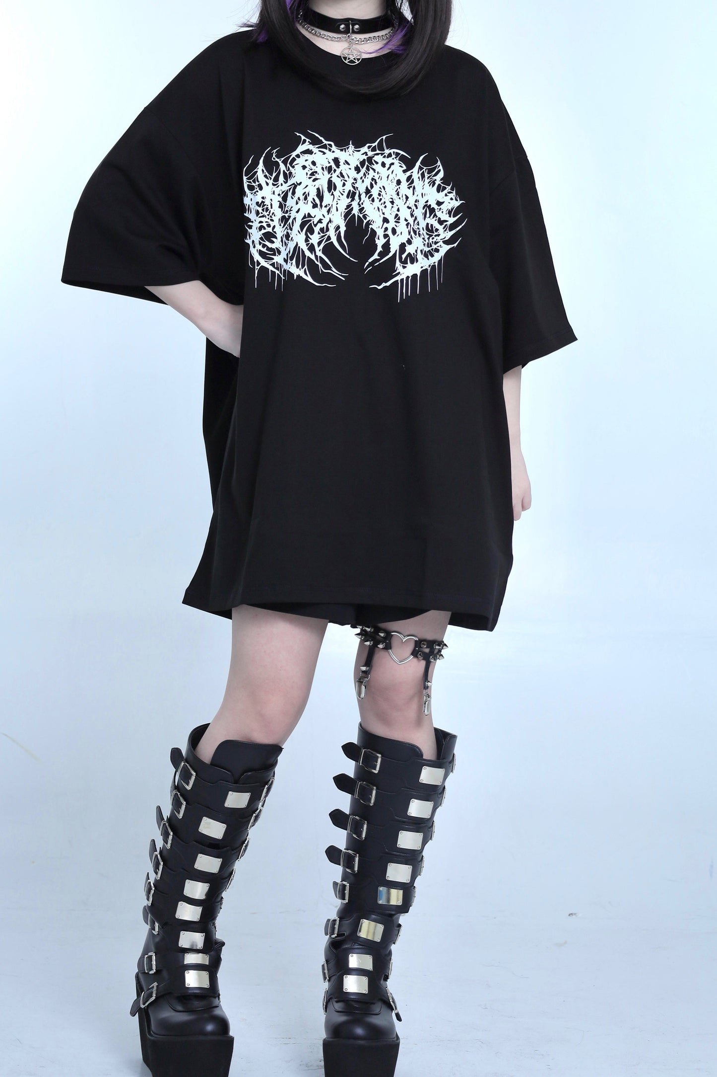 ゴシックパンクプリントTシャツ