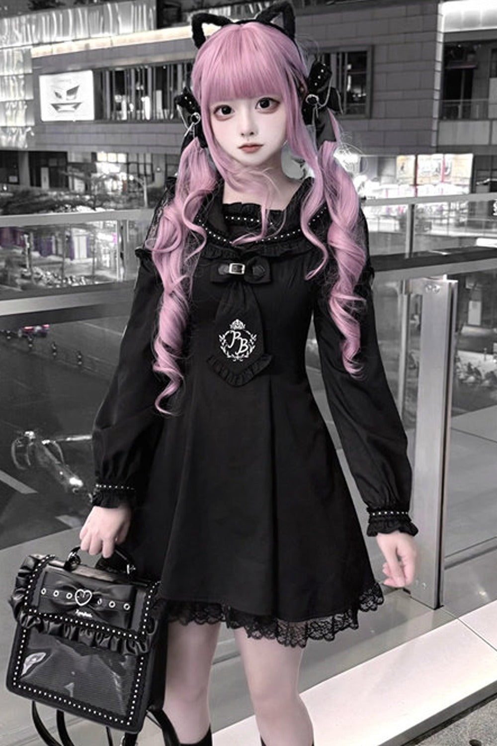 Black Lace Princess Dress+ Bag