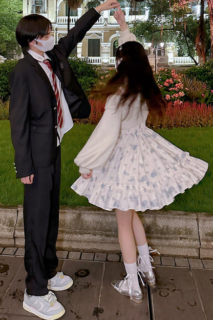 フローラルコーデュロイサスペンダードレスセット