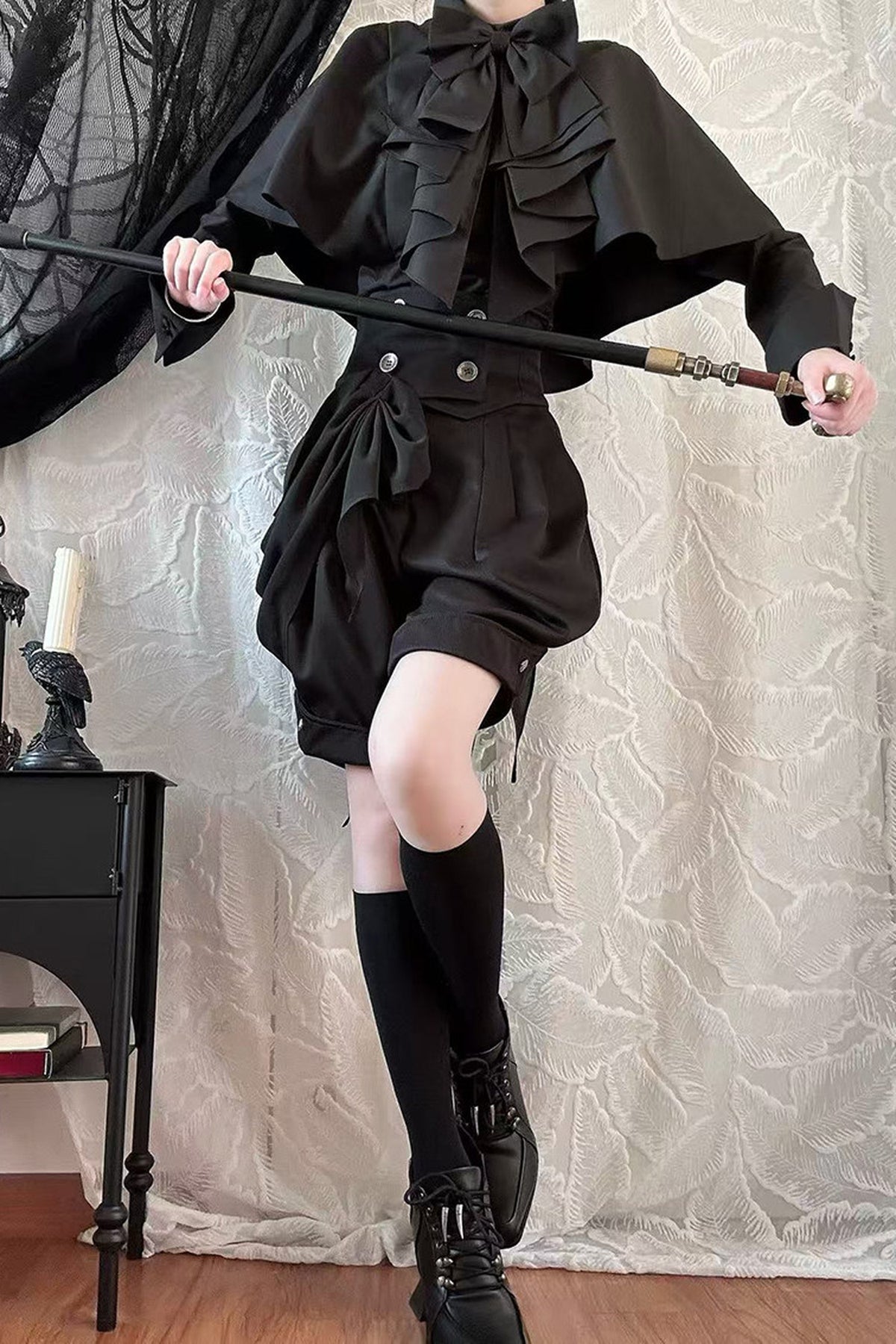 Gothic Long-Sleeved Shawl Shirt