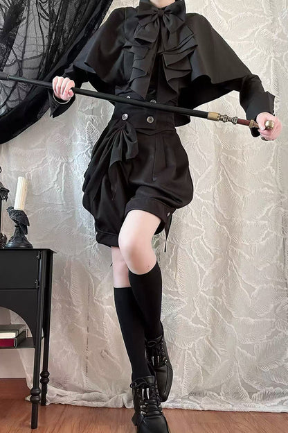 Gothic Long-Sleeved Shawl Shirt