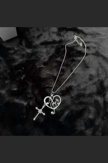 Heart Cross Bijou Necklace