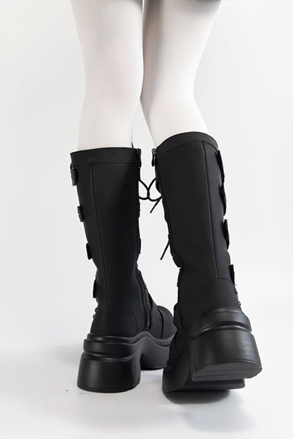 Y2K Gothic Nameplate Platform Boots