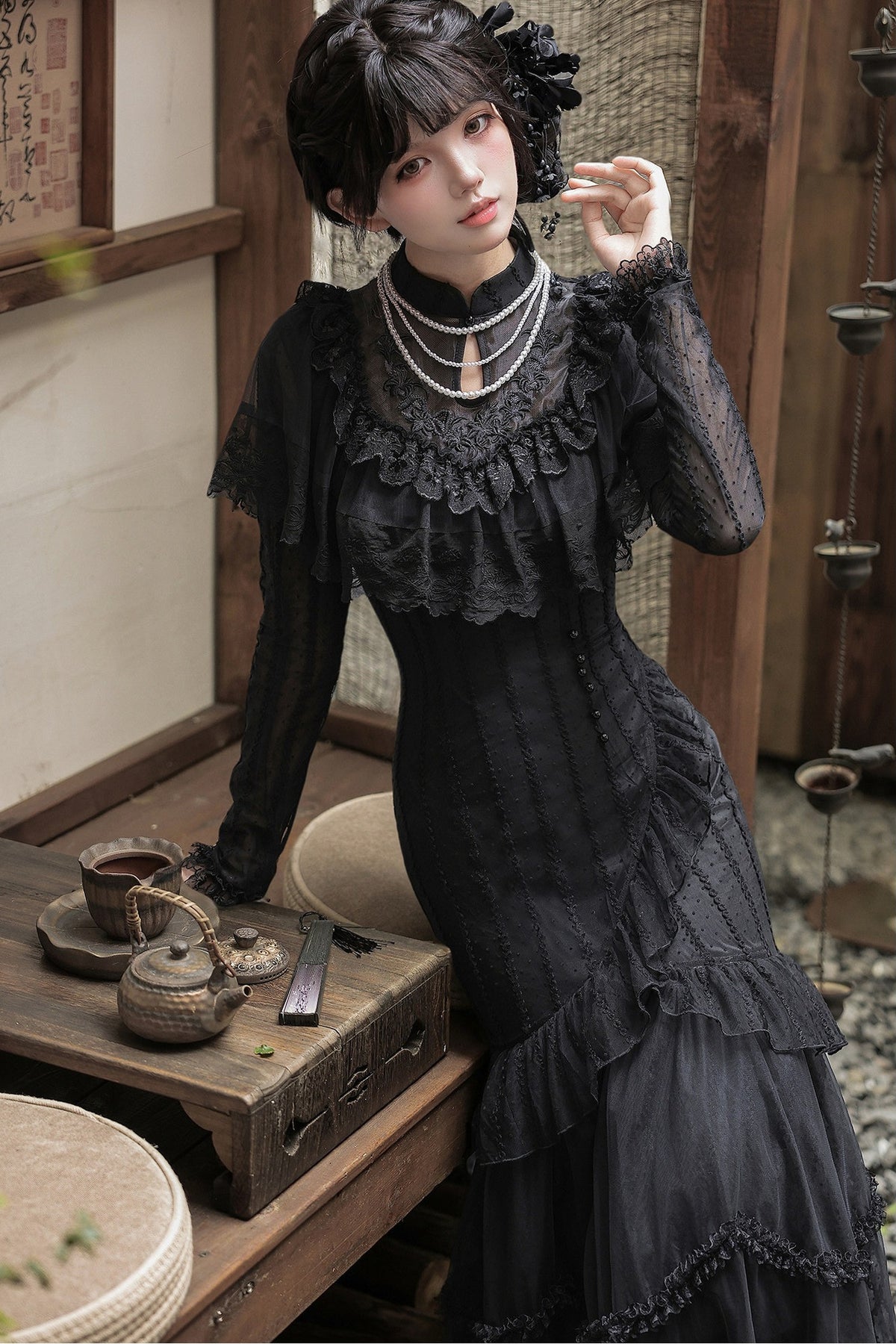 Embroidered Fishtail Qipao Dress