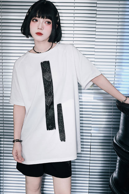 深海モチーフモノトーンオーバーTシャツ