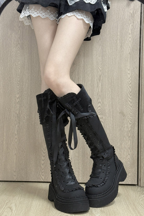 Gothic Cross Platform Boots