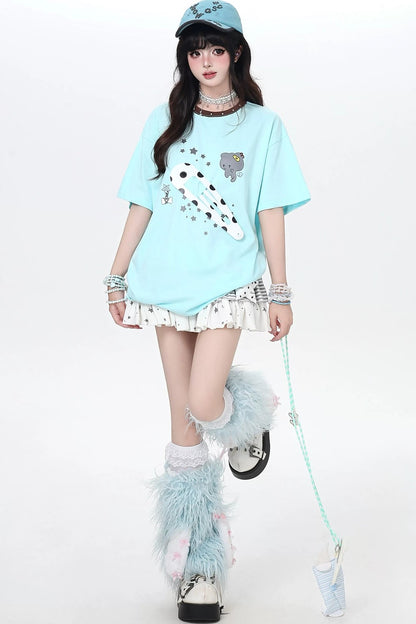 ねこクリップサブカルルーズTシャツ