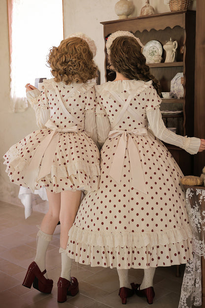 Cotton Polka Dot Print OP Dress Set-Up