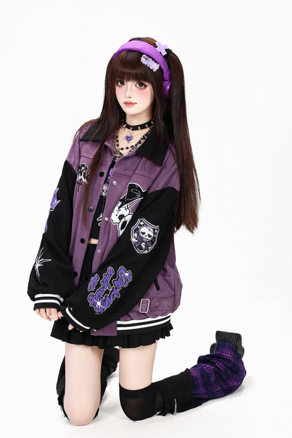 Veste de baseball oversize à broderie épaisse