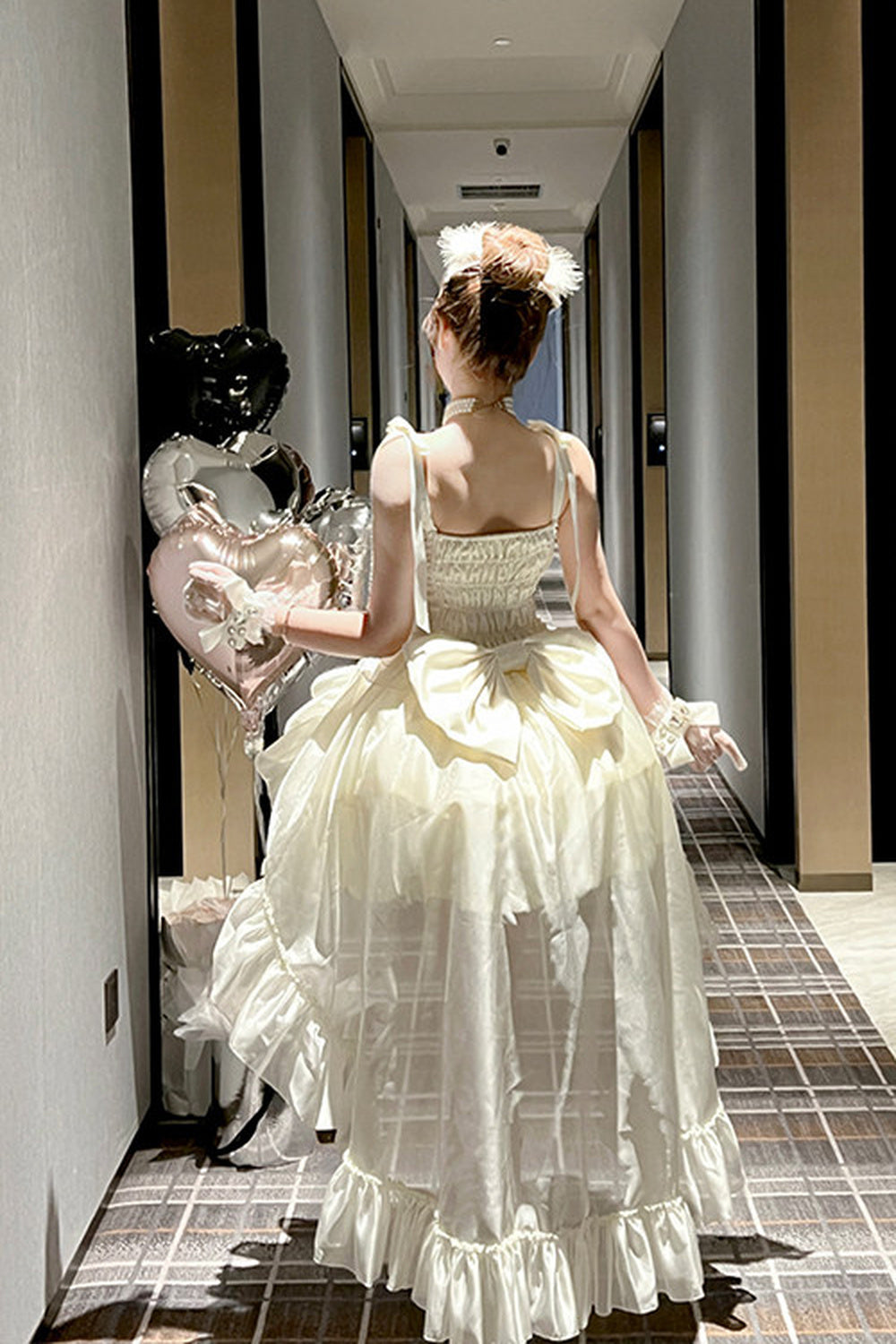 Elegant Floral Satin Ribbon Lolita Dress