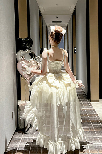 Elegant Floral Satin Ribbon Lolita Dress