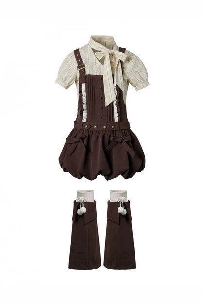 Midsummer Night Lace-Up Blouse + Suspender Skirt + Leg Warmers