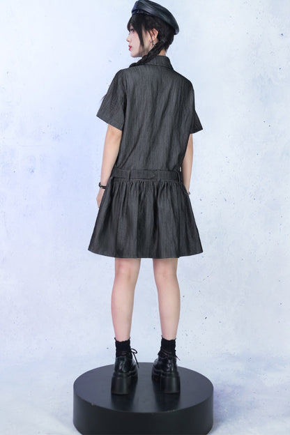 Vintage-Retro-Rüschen-Hemdkleid