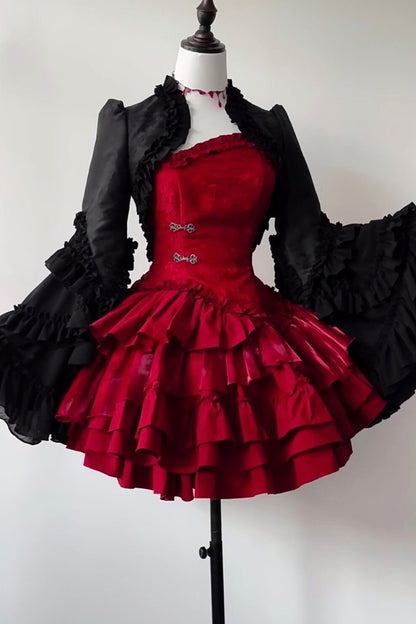Gothic Lace Trim Long Sleeve Vest