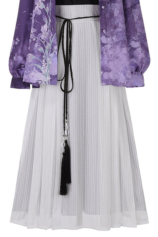 Iris Mist New Chinese Style Shirt and Skirt Set-Up