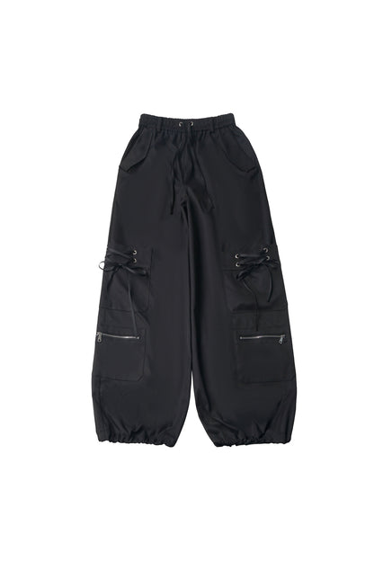 Strapped Wide-Leg Cargo Pants